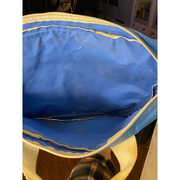 VTG Santa Fe Railroad Messenger Bag w hand and shoulder straps blue white nylon - Picture 6 of 14